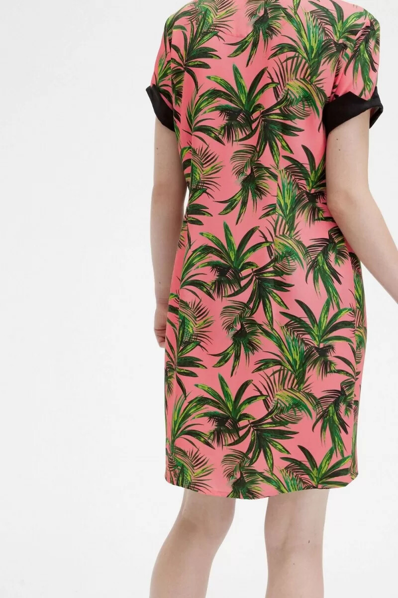 fred perry palm print shirt womens dress coral heat