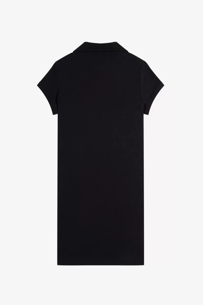 fred perry embroidered piqué womens dress black