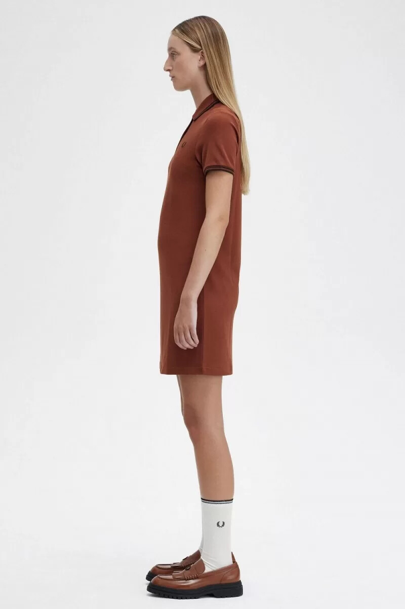 fred perry twin tipped shirt womens dress whisky brown black
