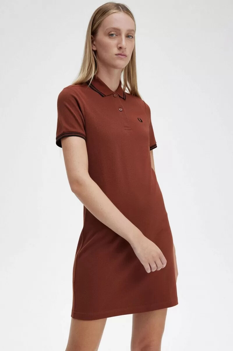 fred perry twin tipped shirt womens dress whisky brown black