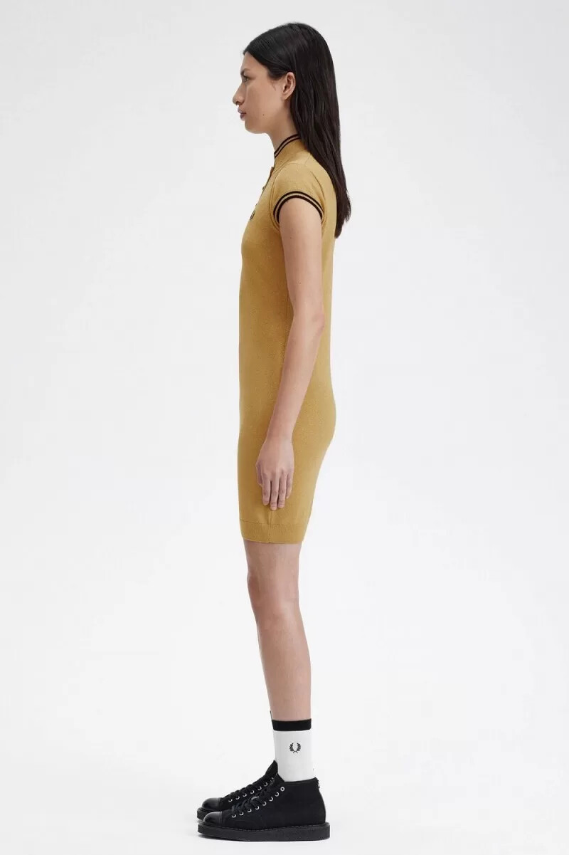 fred perry metallic knitted womens dress 1964 gold
