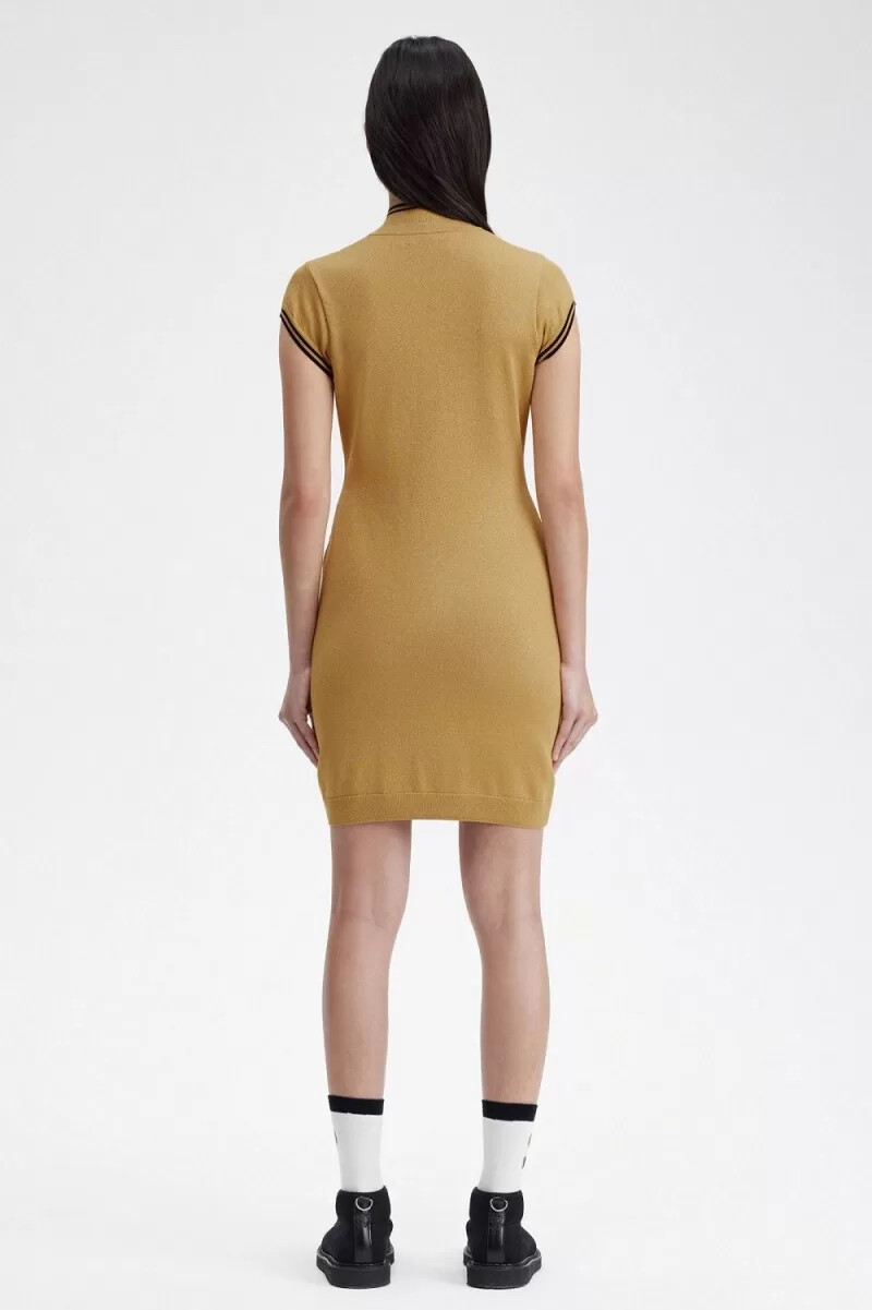 fred perry metallic knitted womens dress 1964 gold