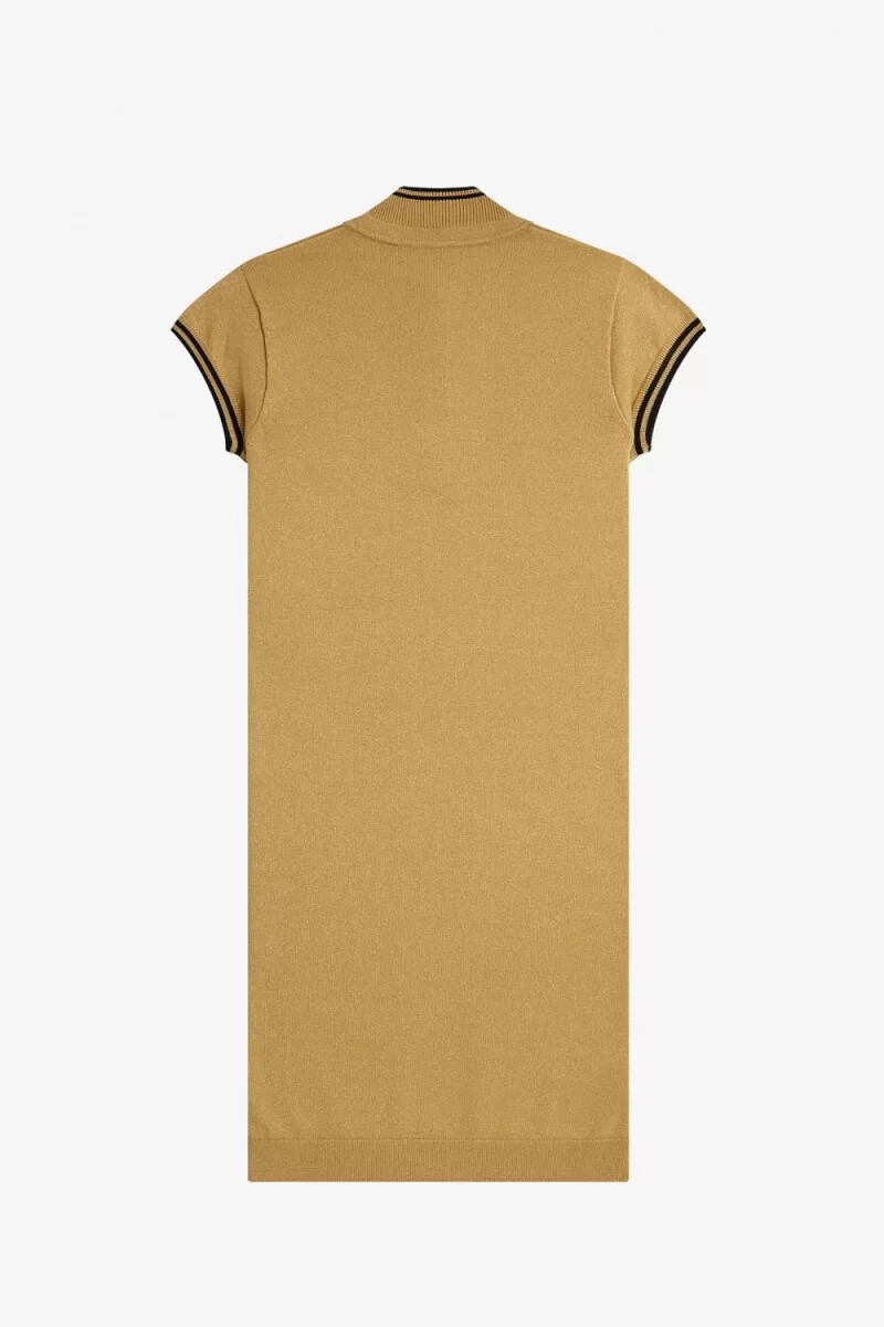 fred perry metallic knitted womens dress 1964 gold