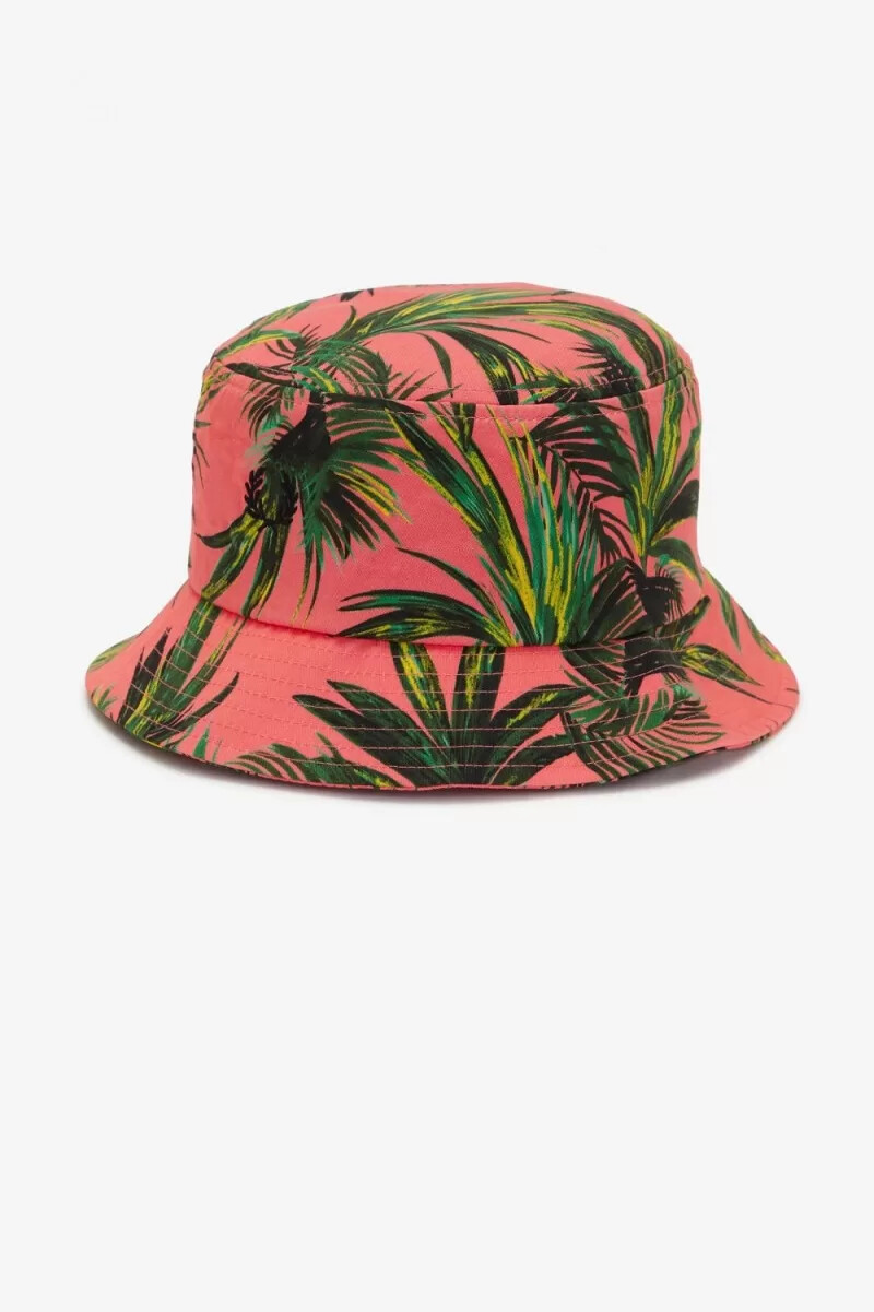 fred perry palm print bucket womens hats coral heat
