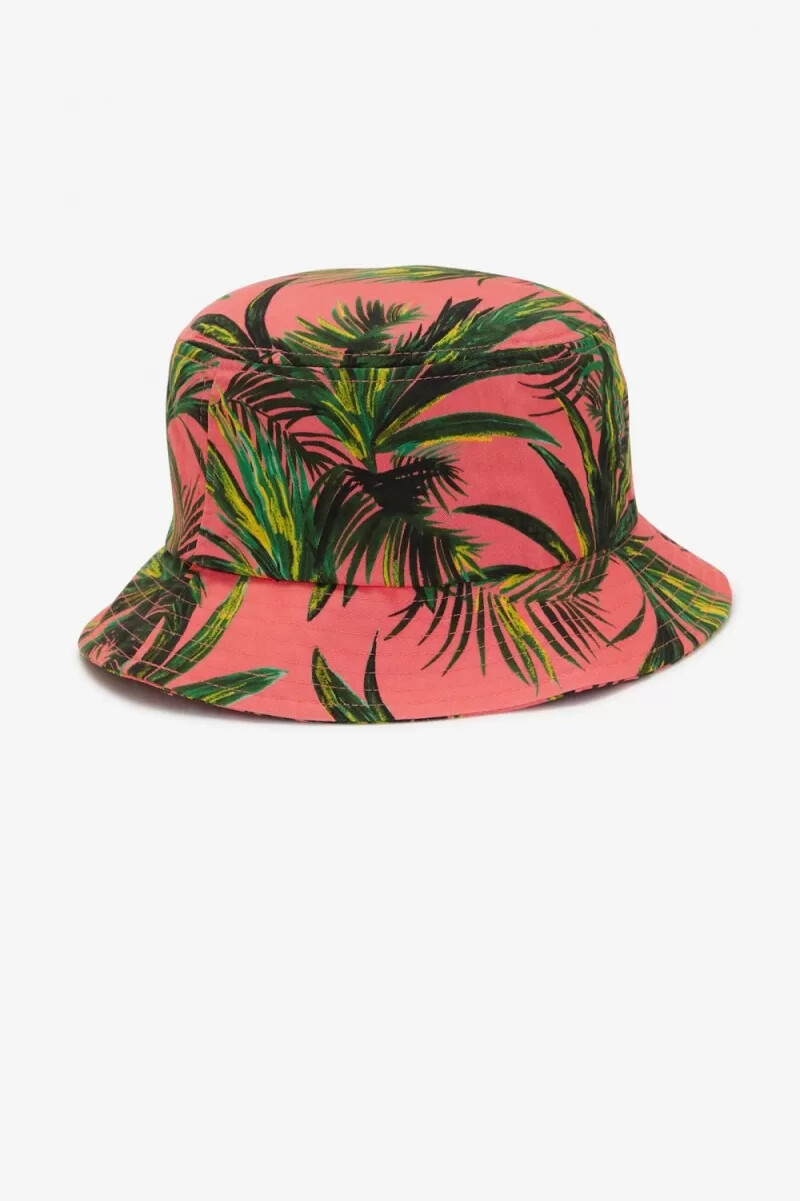 fred perry palm print bucket womens hats coral heat