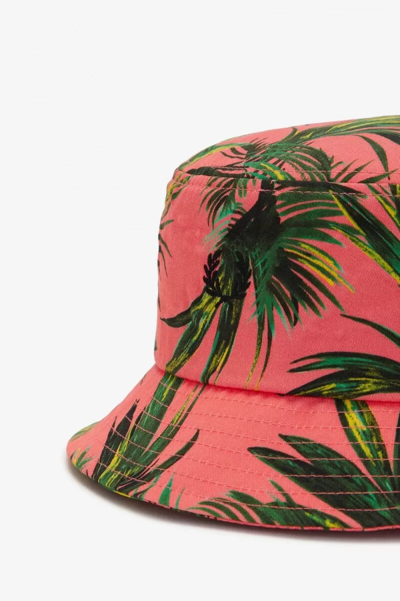 fred perry palm print bucket womens hats coral heat