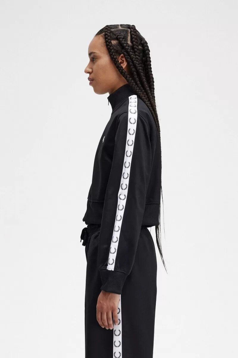 fred perry cropped taped track womens jackets black