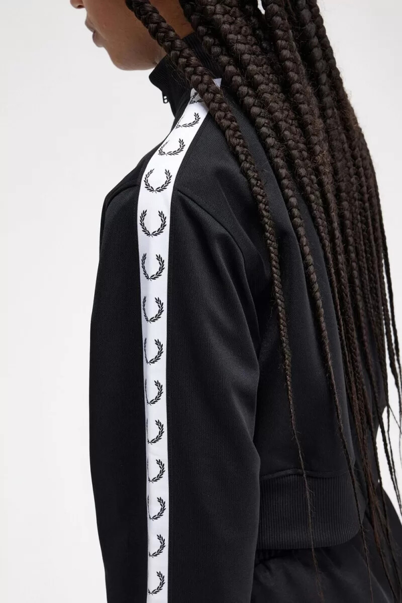 fred perry cropped taped track womens jackets black