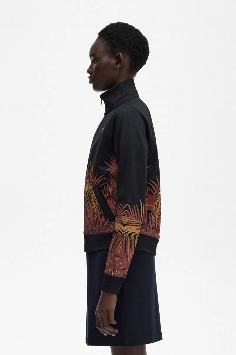 fred perry palm print track womens jackets black