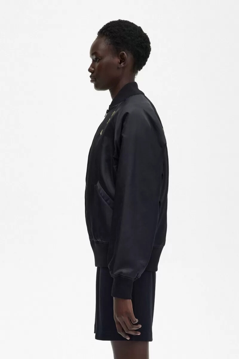 fred perry embroidered bomber womens jackets black