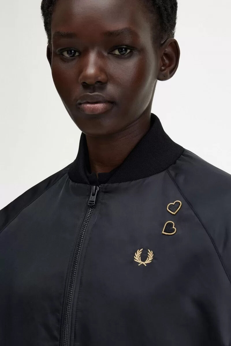 fred perry embroidered bomber womens jackets black