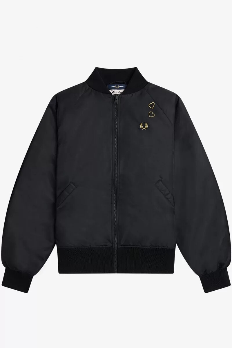 fred perry embroidered bomber womens jackets black