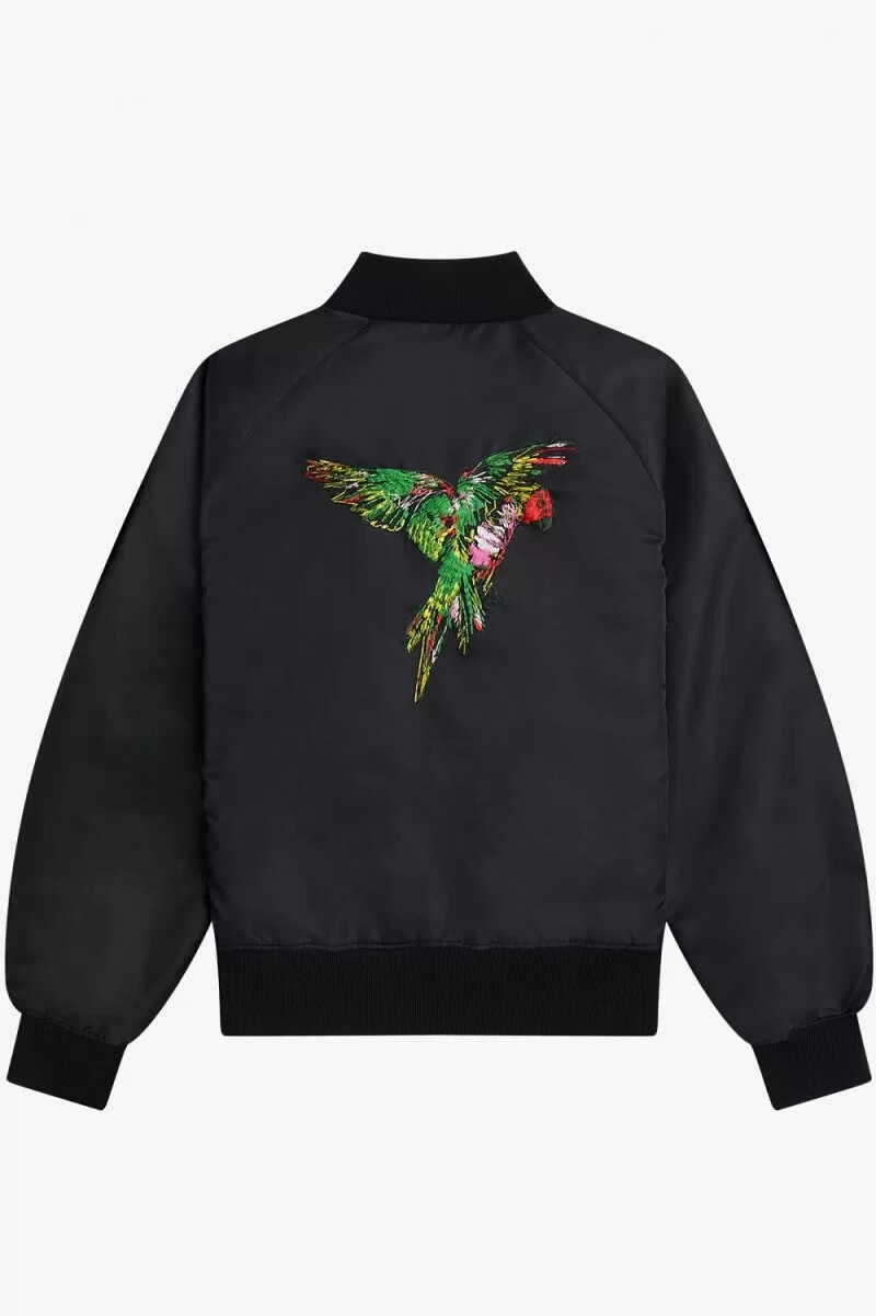 fred perry embroidered bomber womens jackets black