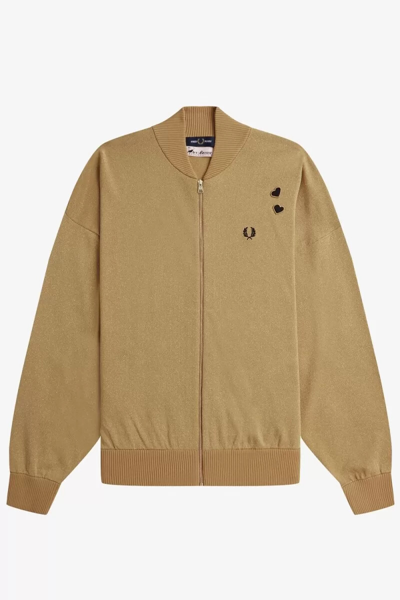 fred perry metallic knitted bomber womens jackets 1964 gold