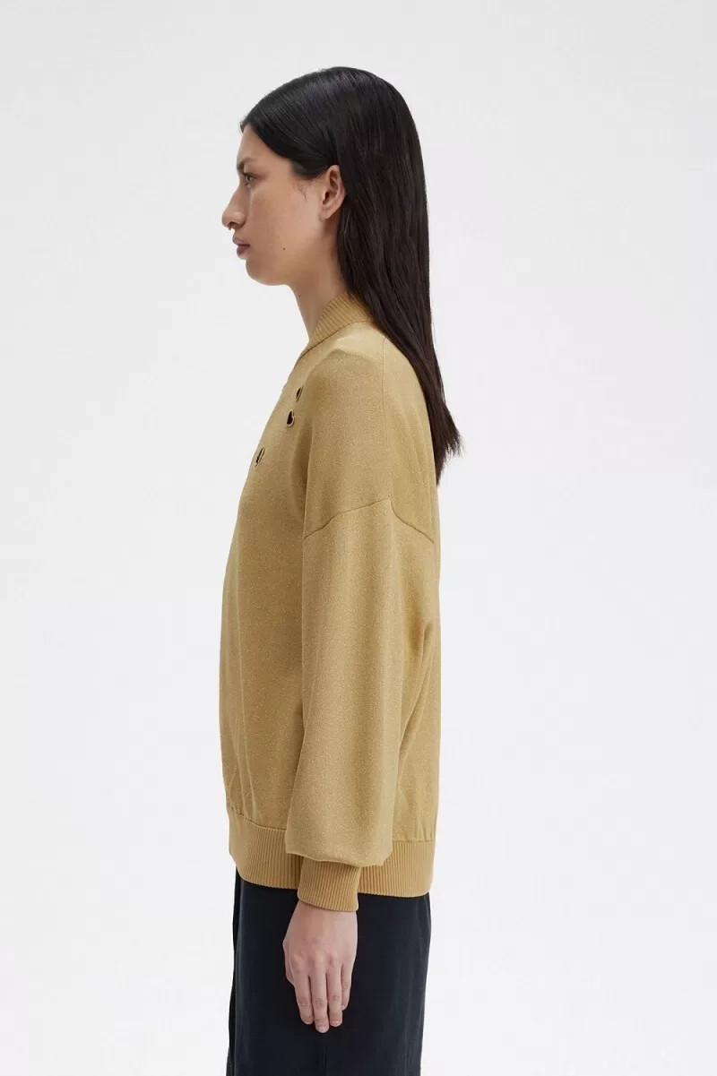 fred perry metallic knitted bomber womens jackets 1964 gold