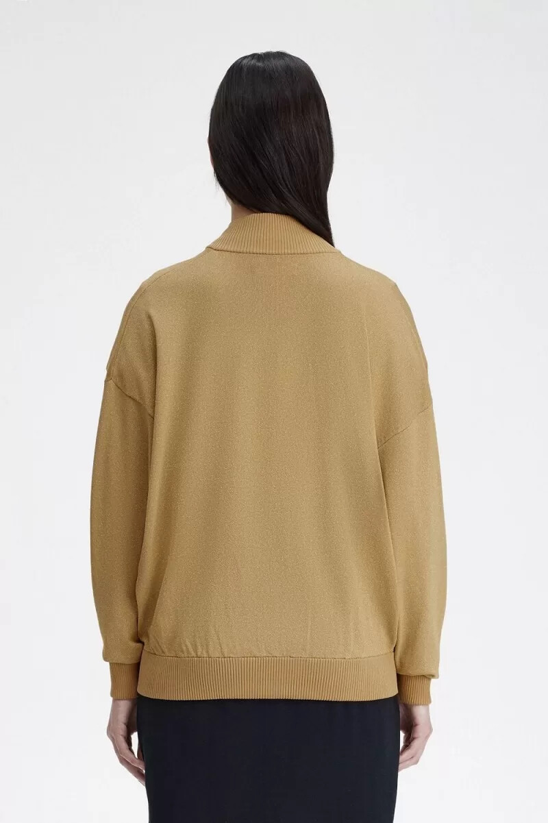 fred perry metallic knitted bomber womens jackets 1964 gold