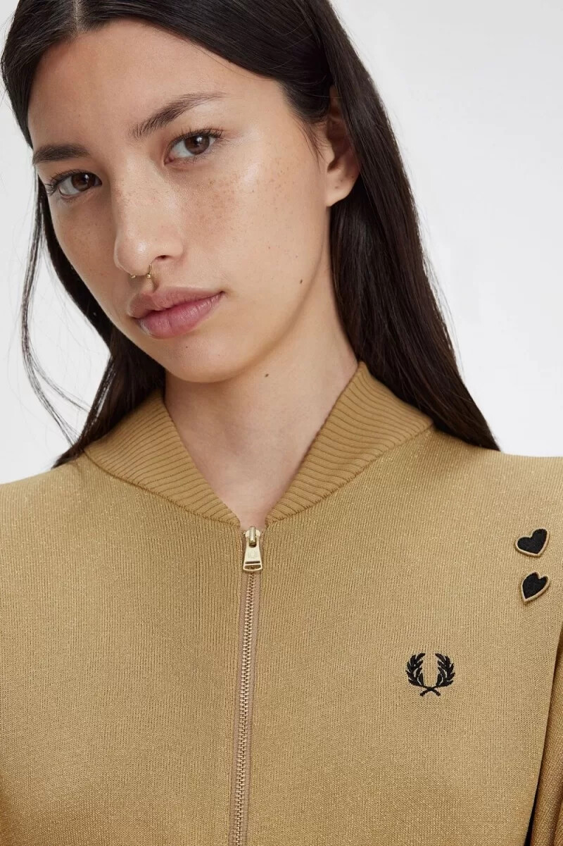 fred perry metallic knitted bomber womens jackets 1964 gold