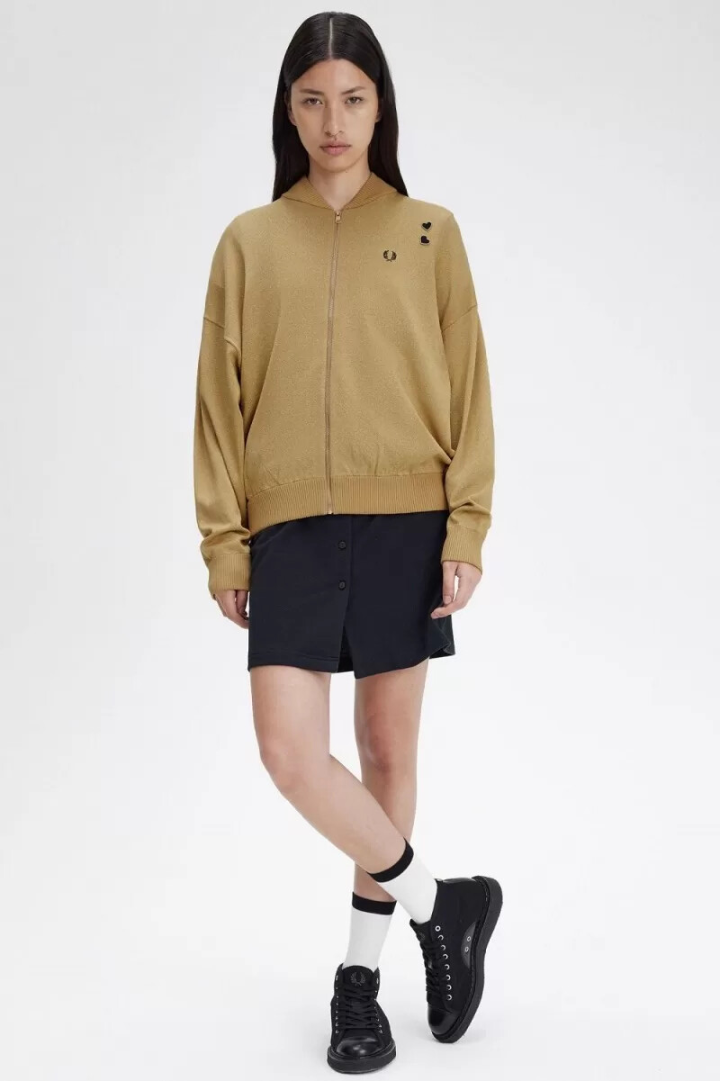 fred perry metallic knitted bomber womens jackets 1964 gold