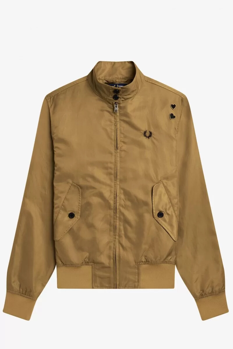 fred perry printed lining zip-through womens jackets green