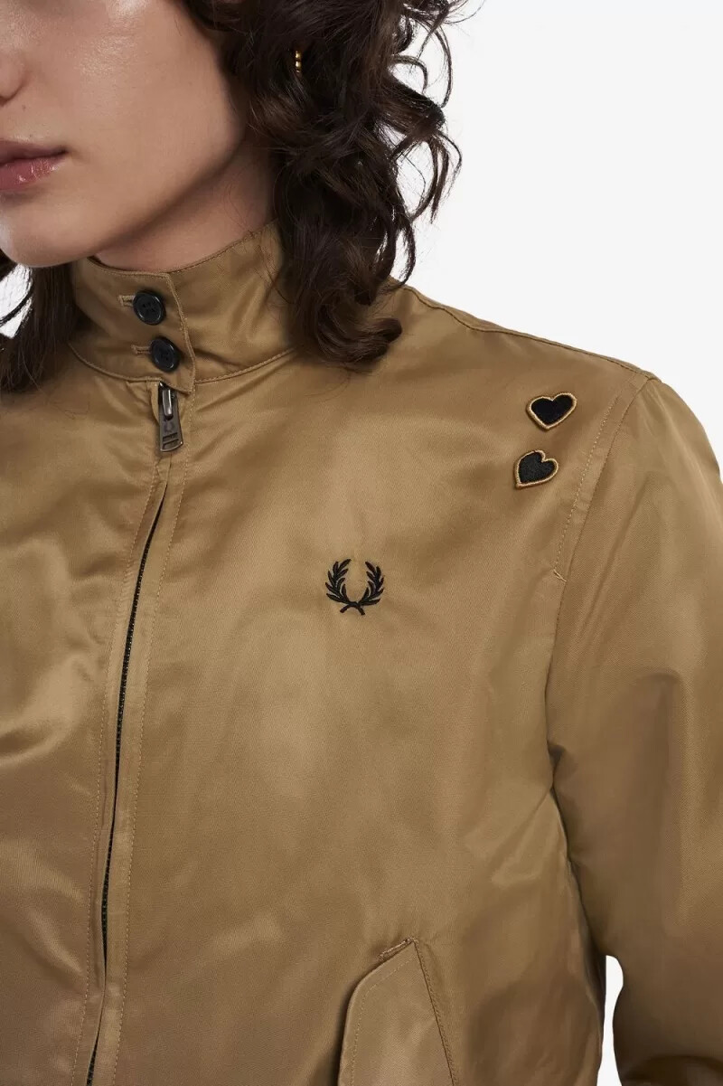 fred perry printed lining zip-through womens jackets green
