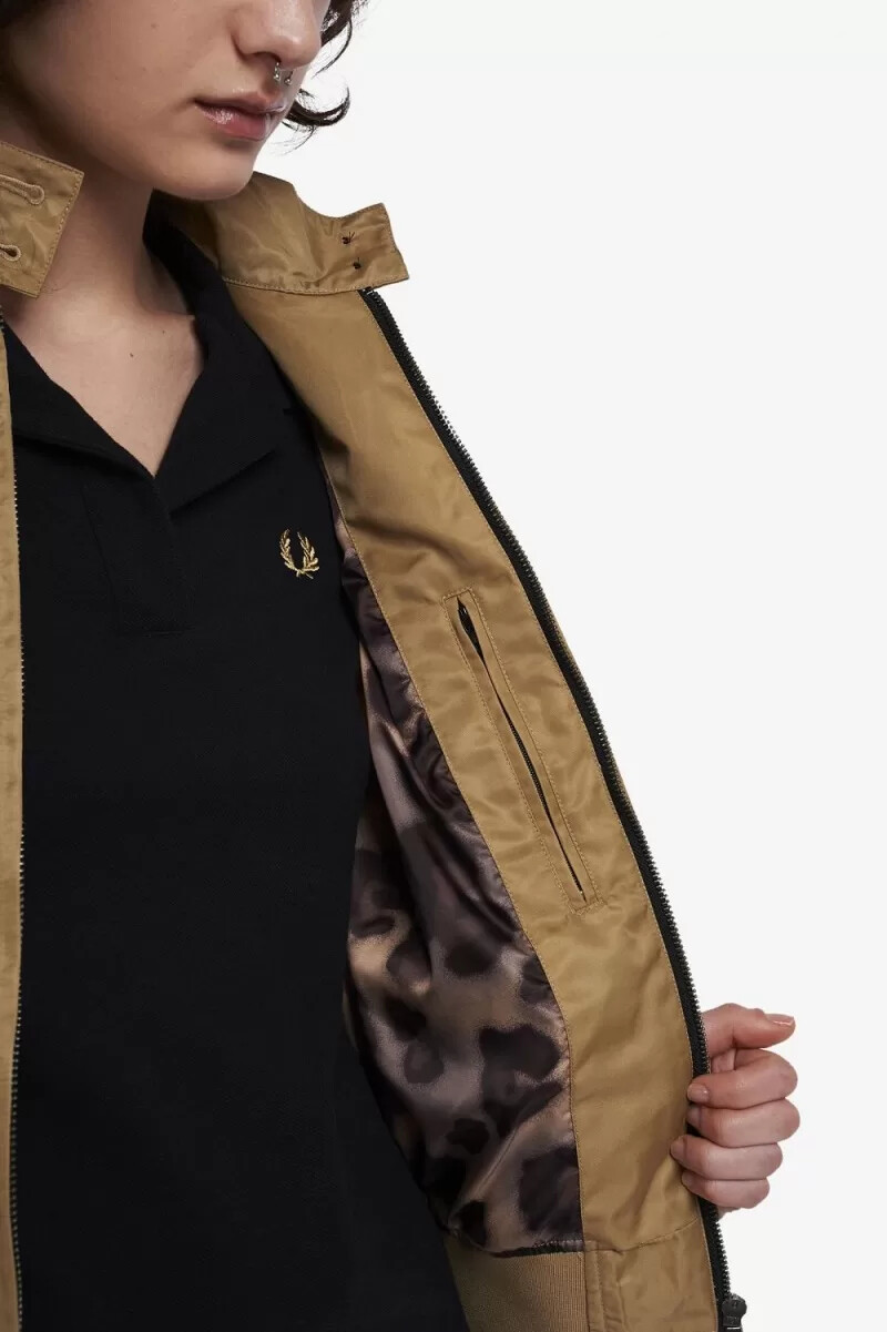 fred perry printed lining zip-through womens jackets green