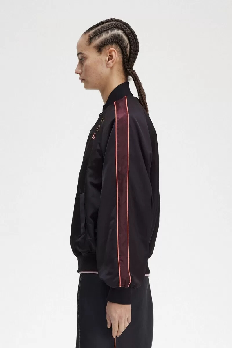 fred perry printed lining bomber womens jackets black