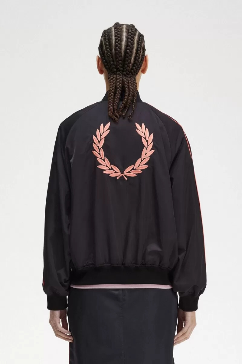 fred perry printed lining bomber womens jackets black