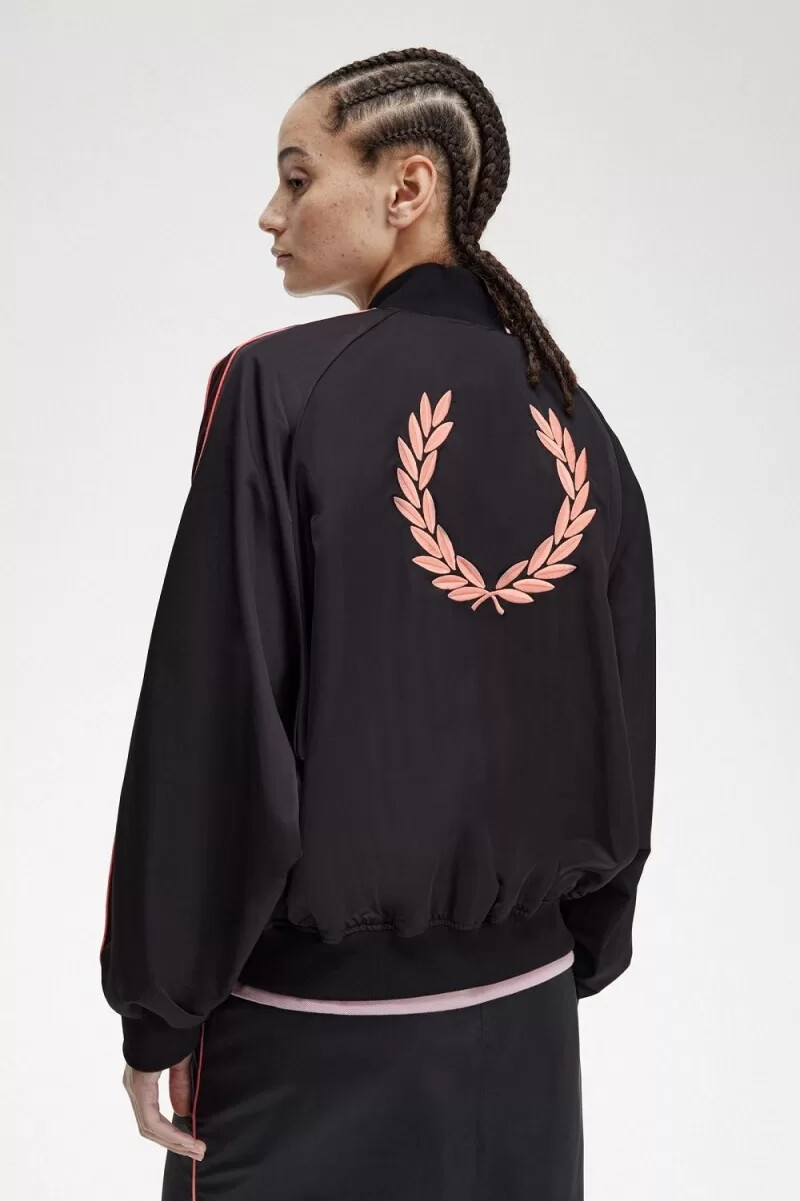 fred perry printed lining bomber womens jackets black