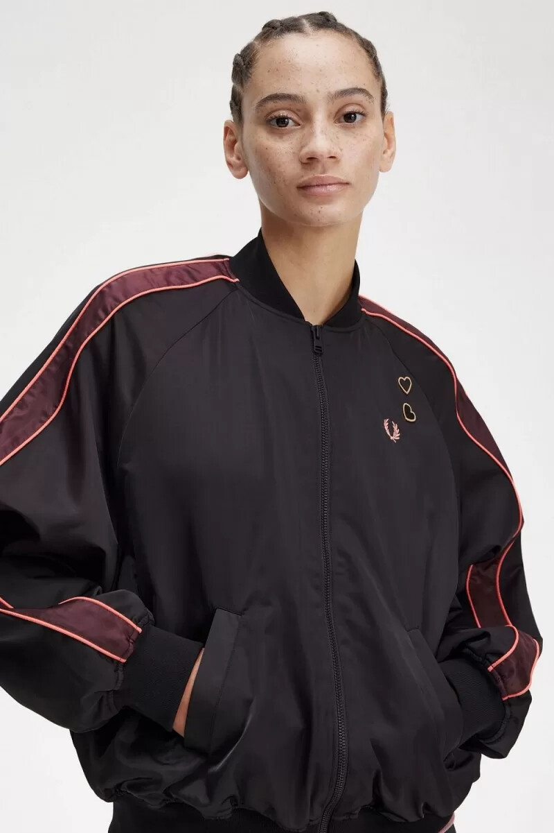 fred perry printed lining bomber womens jackets black
