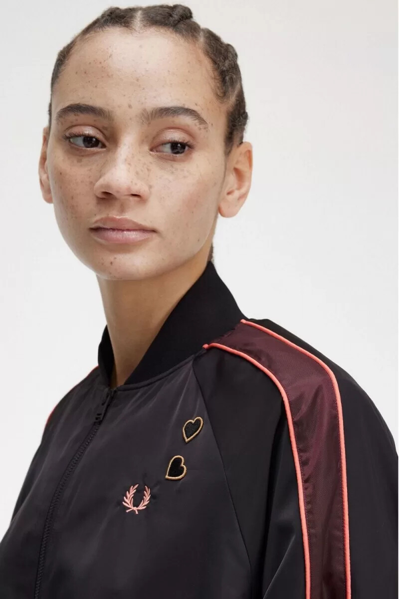 fred perry printed lining bomber womens jackets black