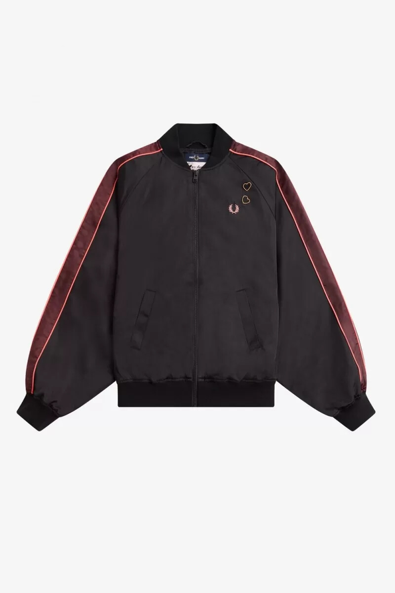 fred perry printed lining bomber womens jackets black