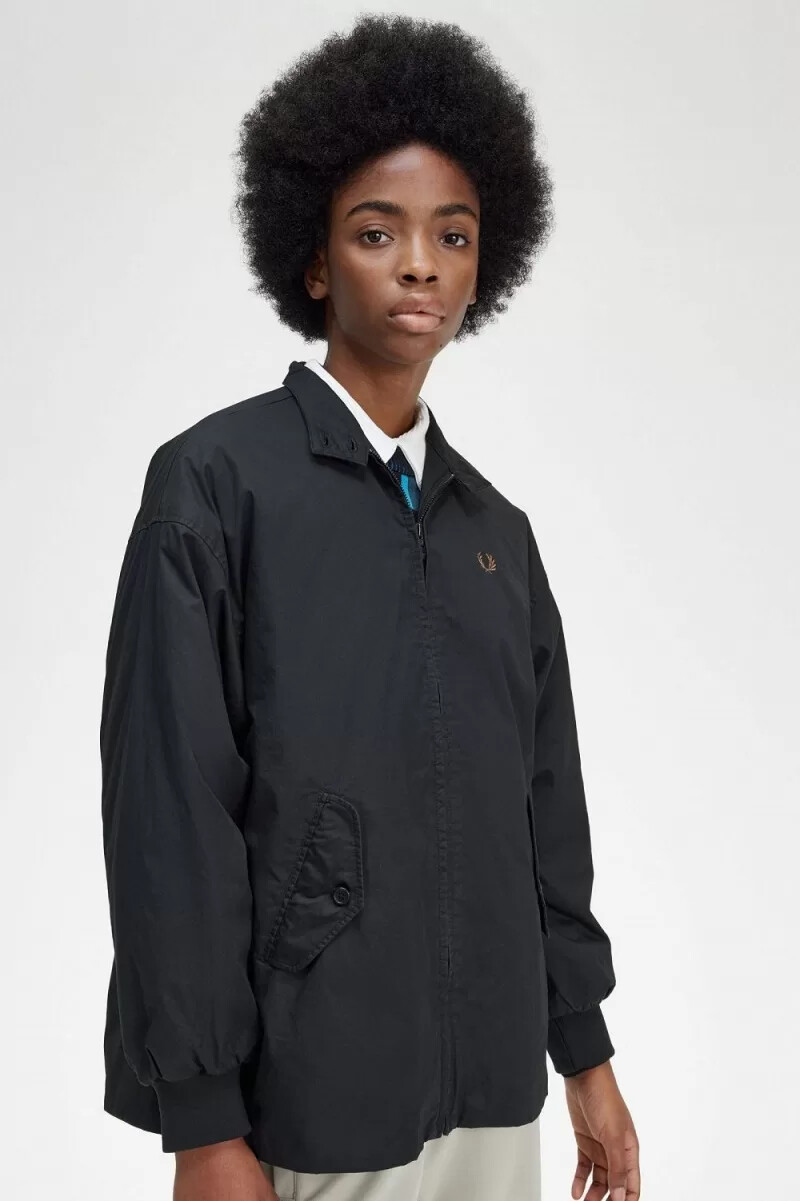 fred perry padded zip-through womens jackets black