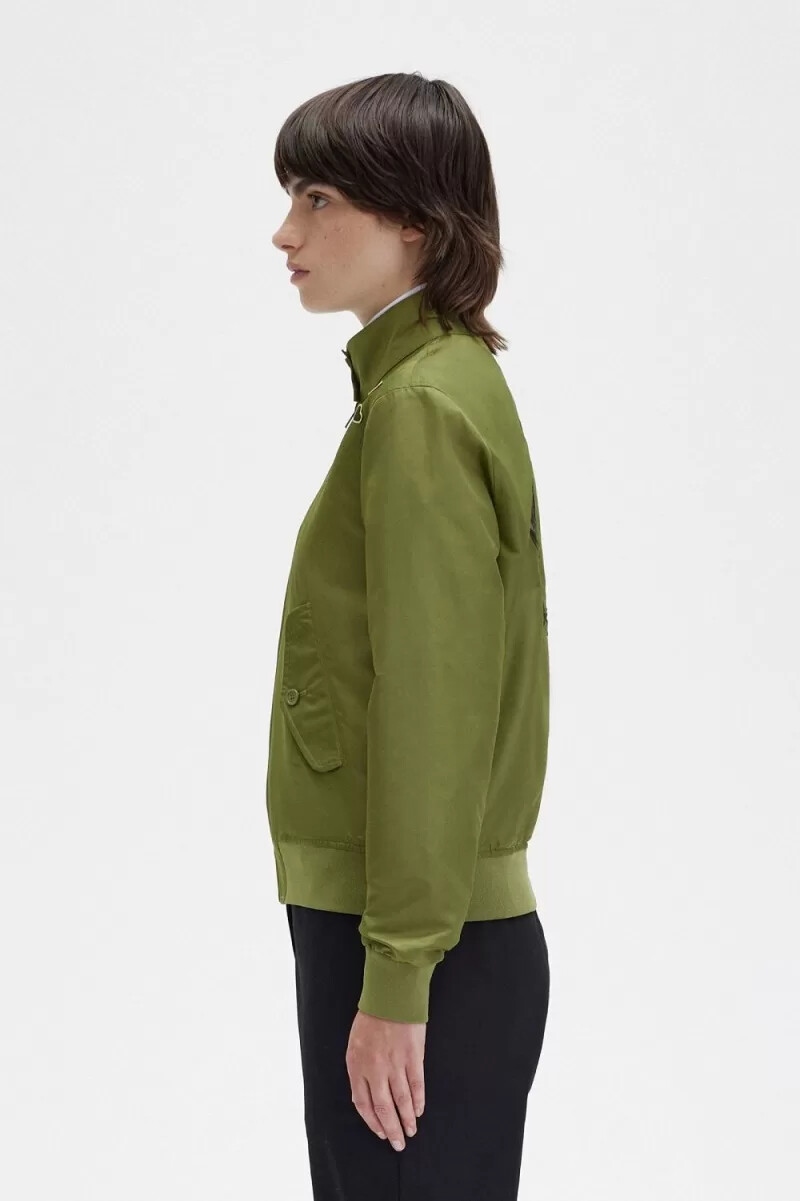 fred perry printed lining zip-through womens jackets parka green