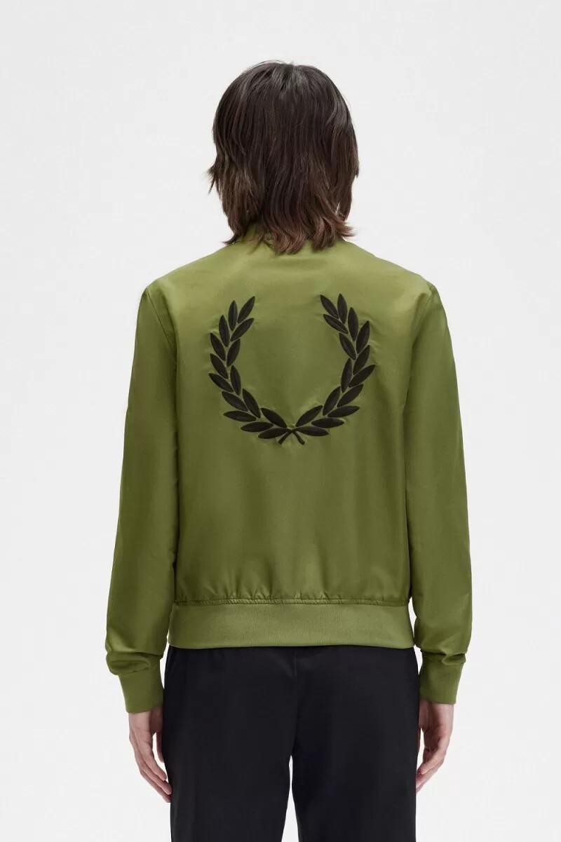 fred perry printed lining zip-through womens jackets parka green