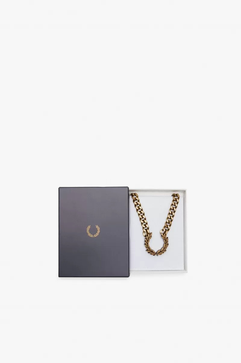fred perry chunky laurel wreath necklace womens jewellery gold
