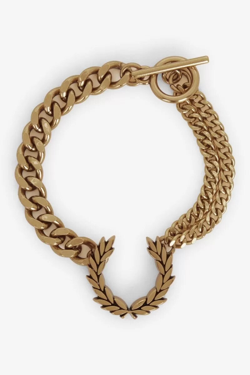 fred perry double chain laurel wreath bracelet womens jewellery gold