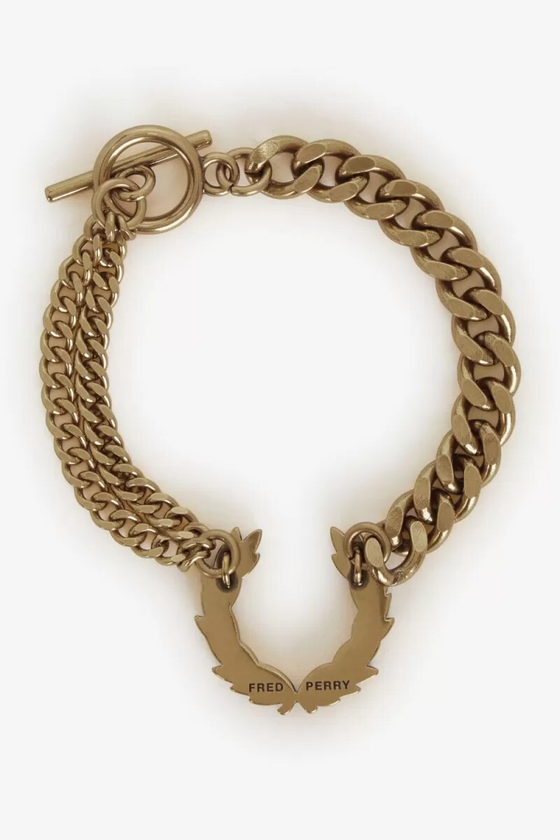 fred perry double chain laurel wreath bracelet womens jewellery gold