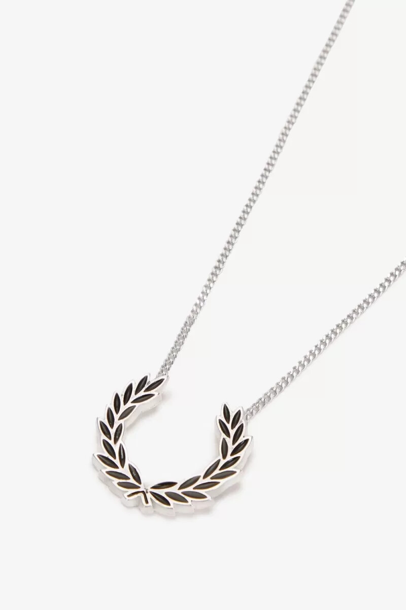 fred perry laurel wreath necklace womens jewellery metallic silver