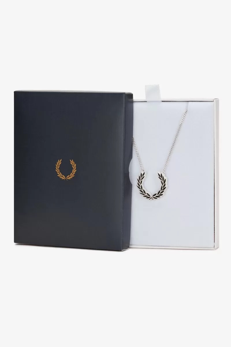 fred perry laurel wreath necklace womens jewellery metallic silver