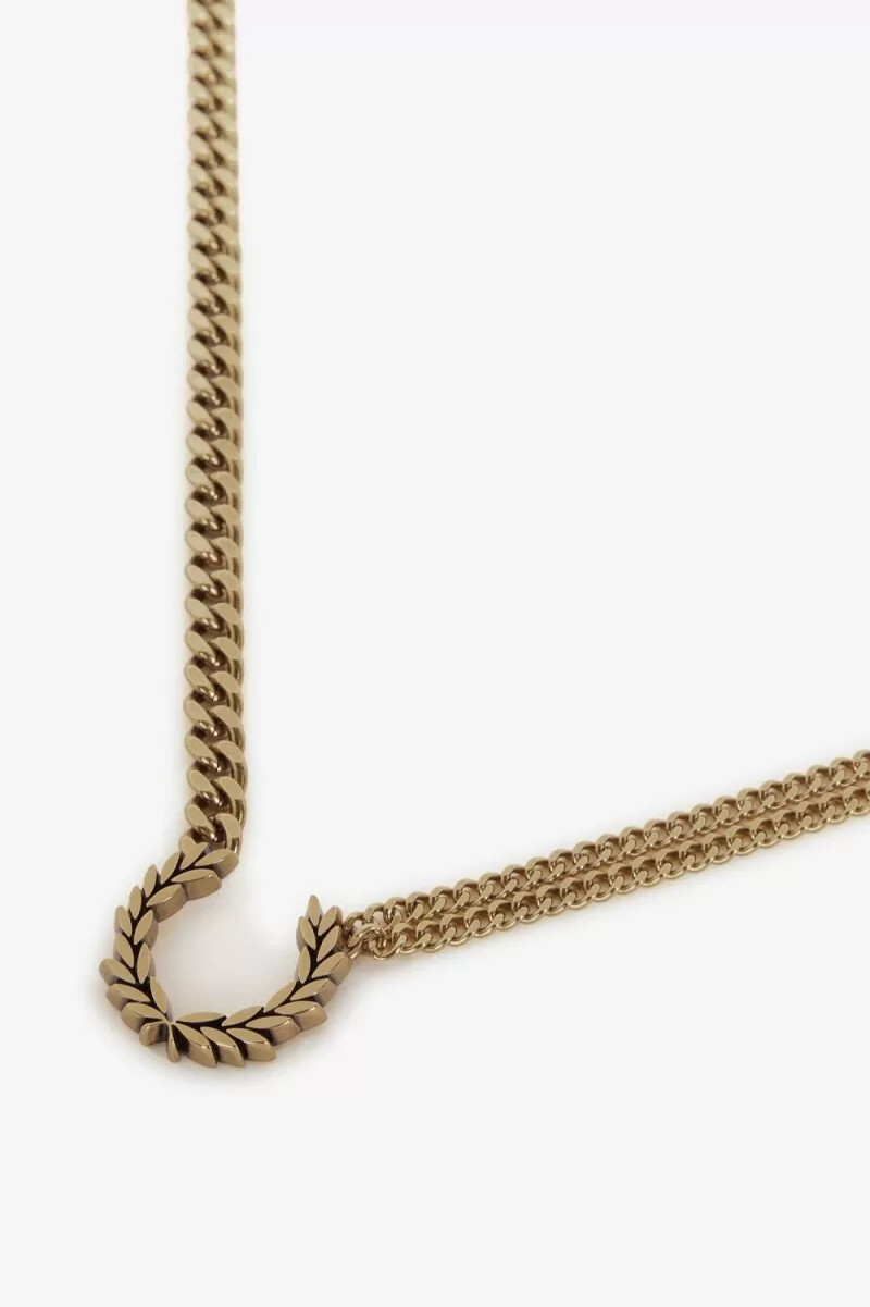 fred perry double chain laurel wreath necklace womens jewellery gold