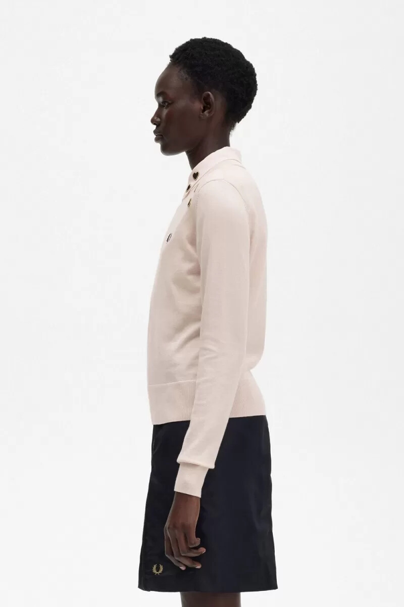 fred perry embroidered womens jumper milky pink