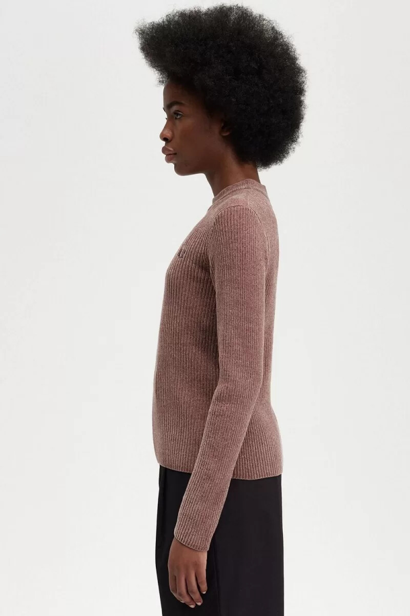 fred perry chenille rib womens jumper dark pink