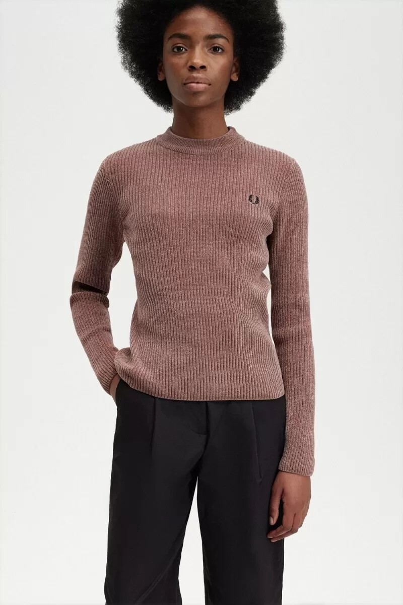 fred perry chenille rib womens jumper dark pink