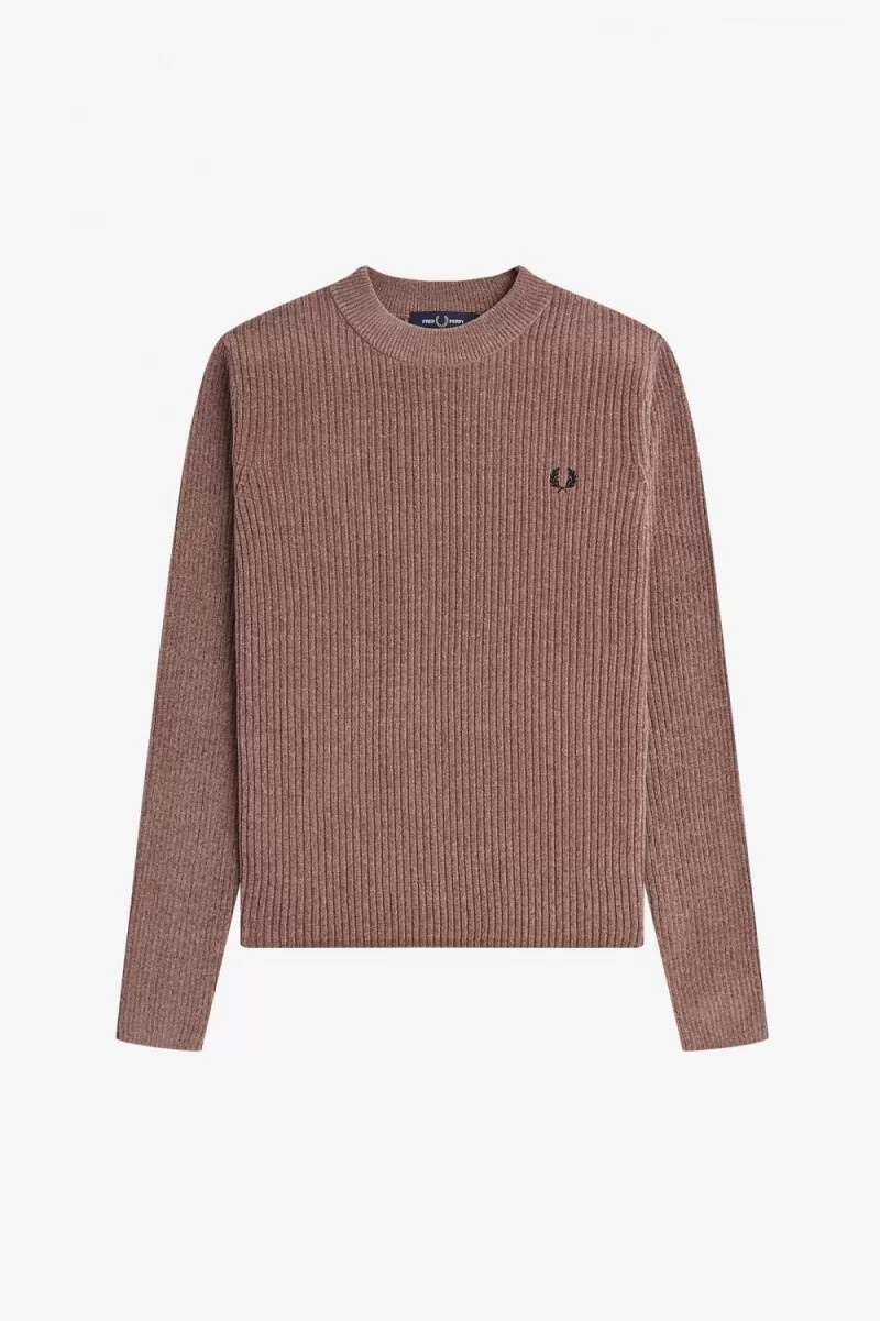 fred perry chenille rib womens jumper dark pink