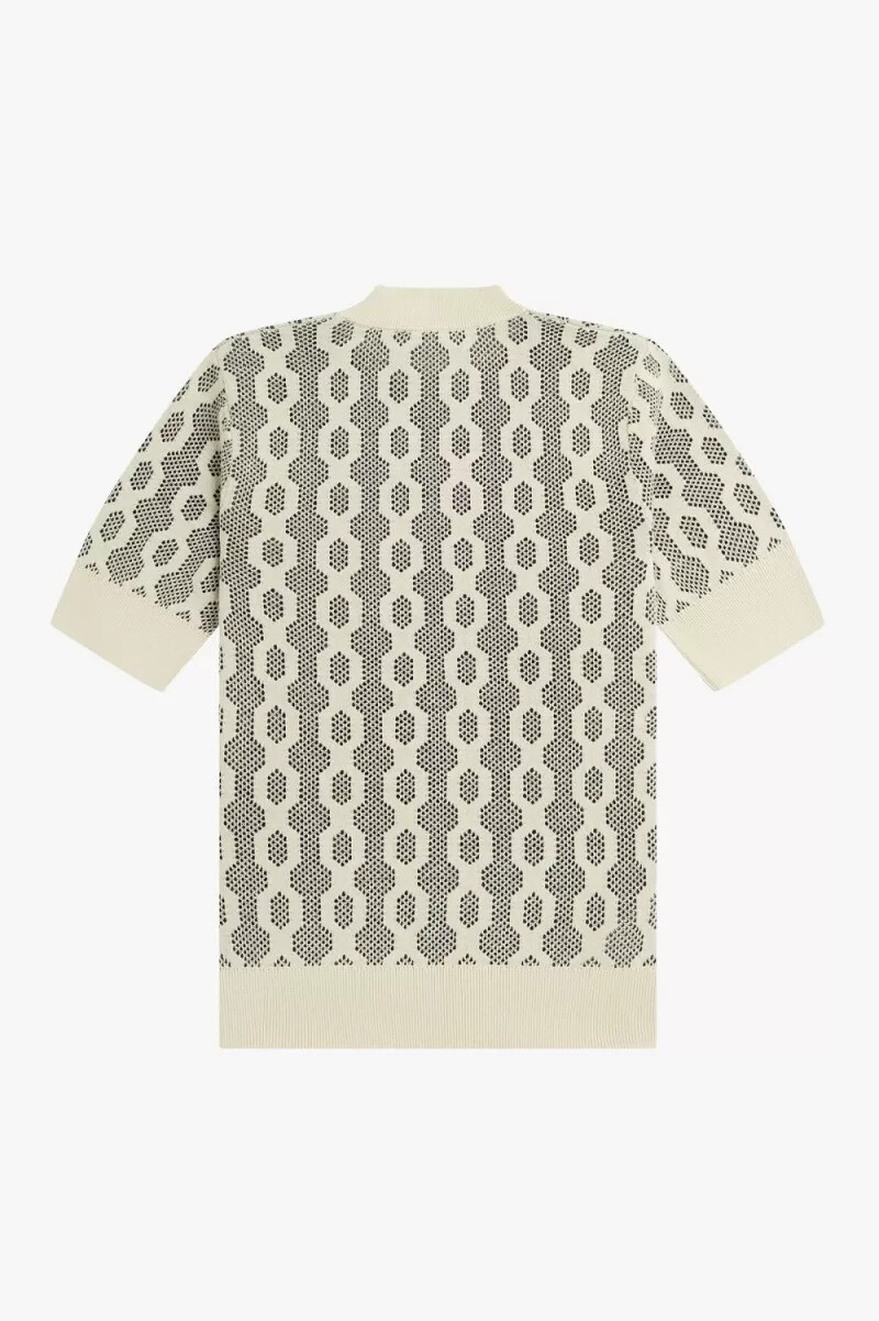 fred perry open-knit short sleeve womens jumper oatmeal