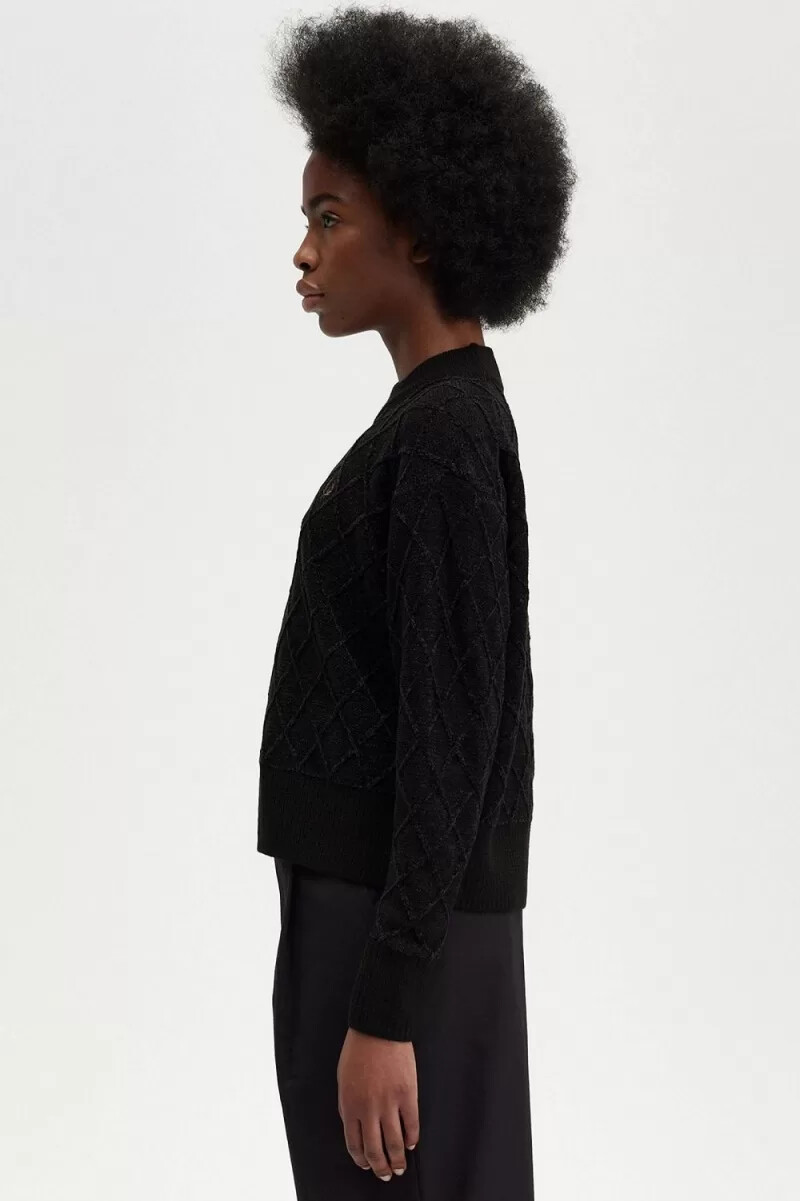 fred perry chenille grid womens jumper black