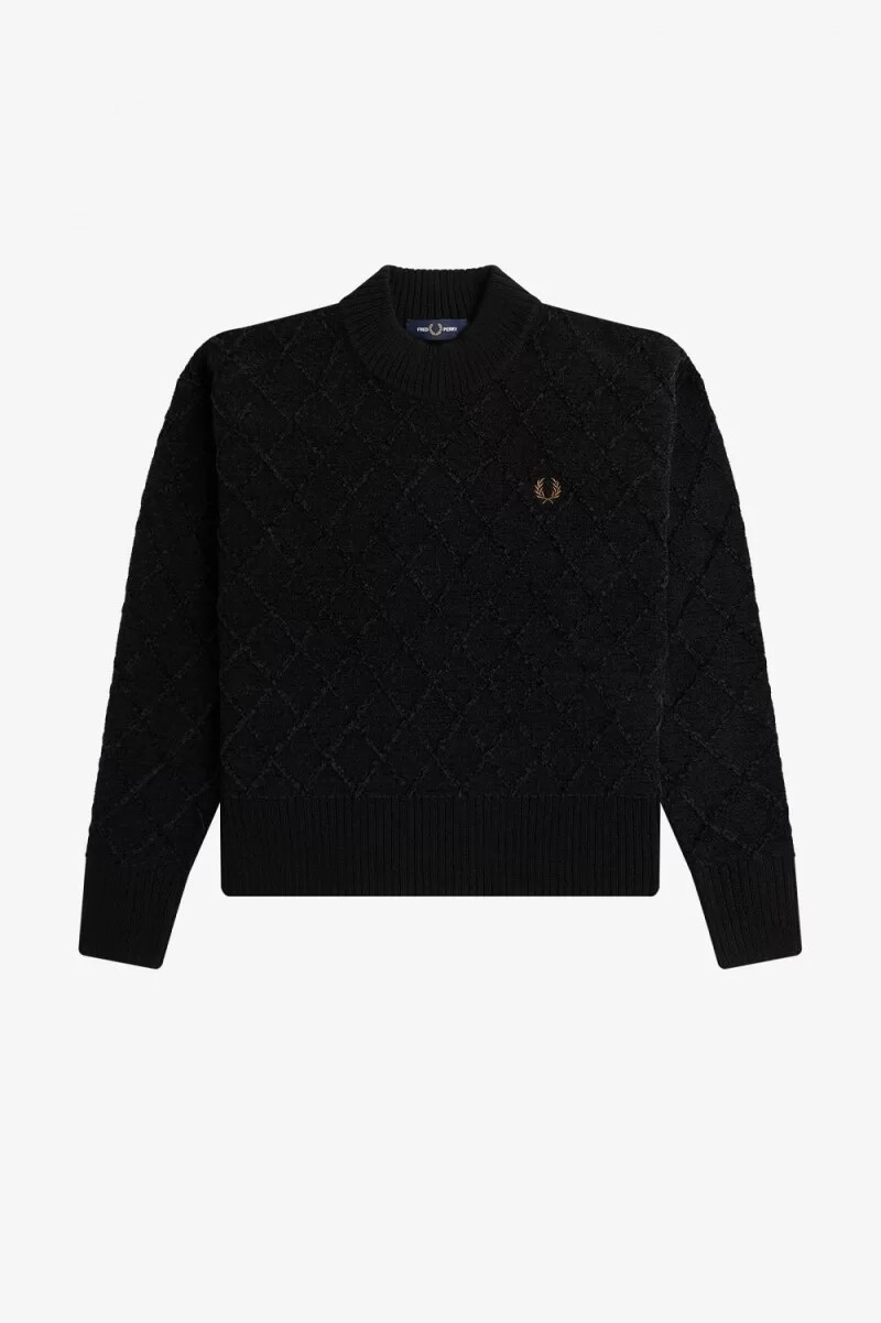 fred perry chenille grid womens jumper black