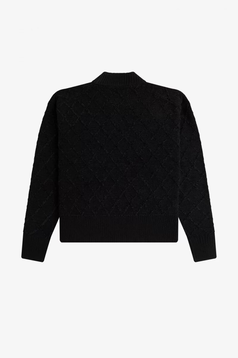 fred perry chenille grid womens jumper black
