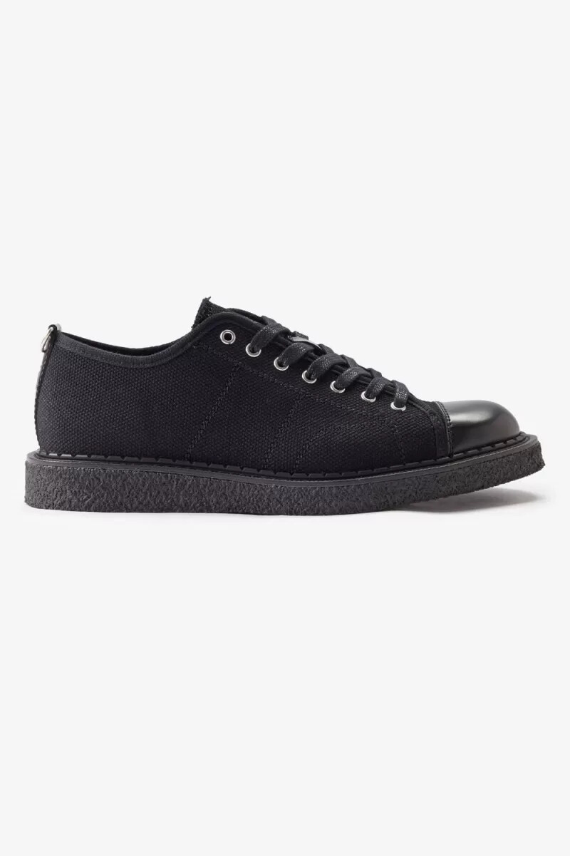 fred perry canvas monkey womens plimsolls black