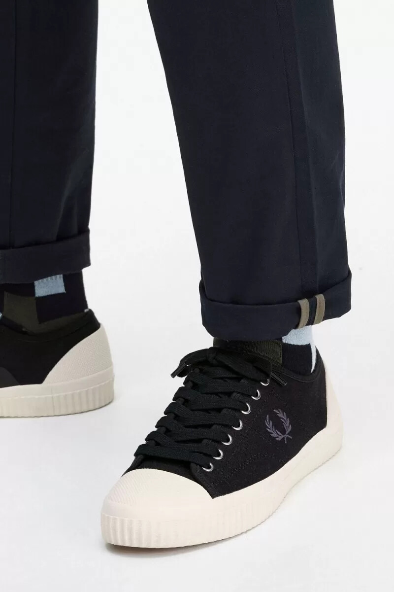 fred perry low hughes womens plimsolls black gunmetal